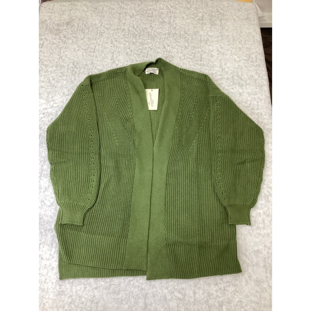 Universal Thread Green Cotton Shaker Stitch Open Front Cardigan Sweater Small!,
